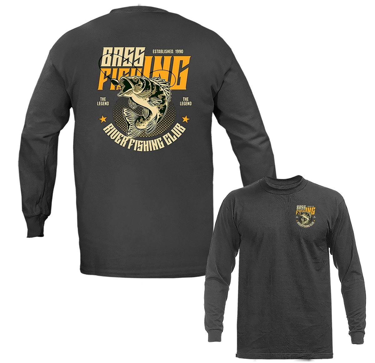 Bass Fishing Legend Outdoor Sports Fishing Long Sleeve T-Shirts