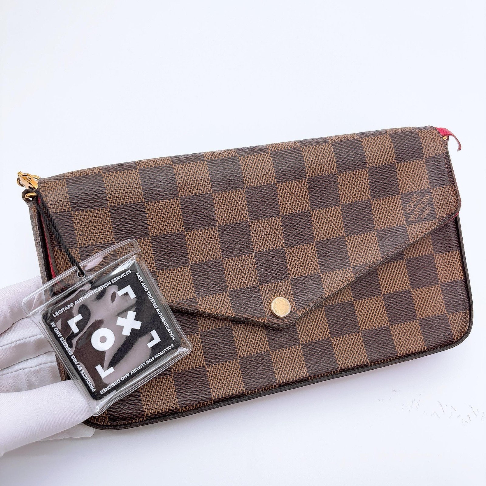 Louis Vuitton Felicie Damier Ebene Pochette Chain Crossbody Bag Clutch