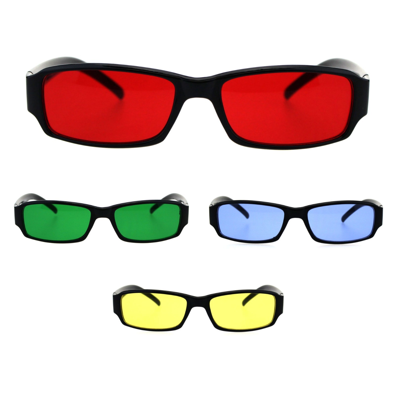 Classic Pimp Pop Color Lens Plastic Rectangular Sunglasses