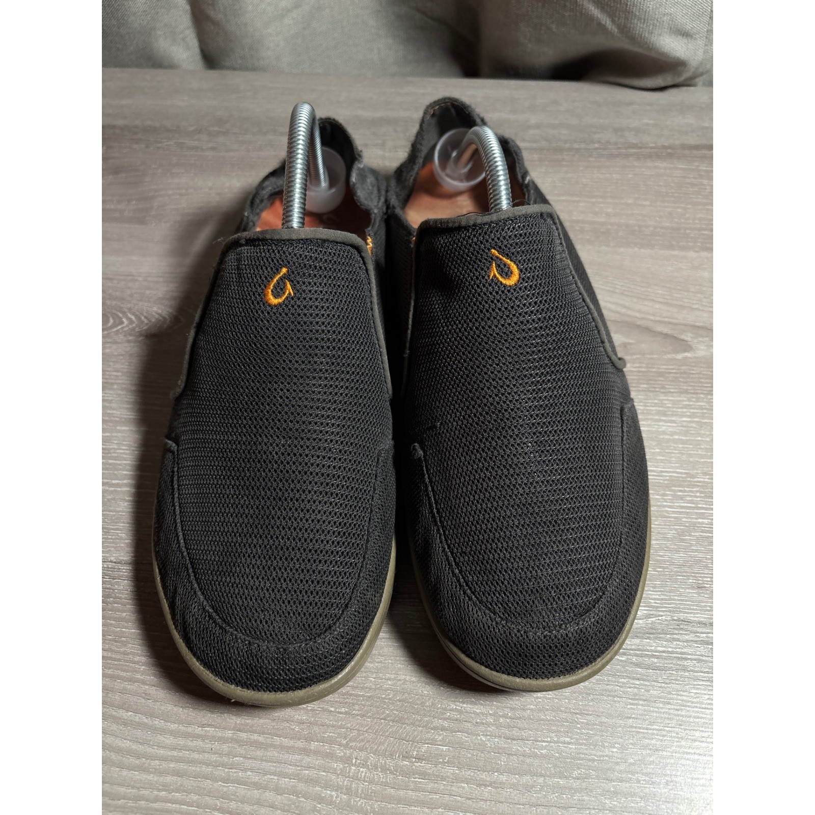 Olukai Nohea Mesh Mens 10.5 Charcoal Grey Orange Slip On Loafers 10188-4242