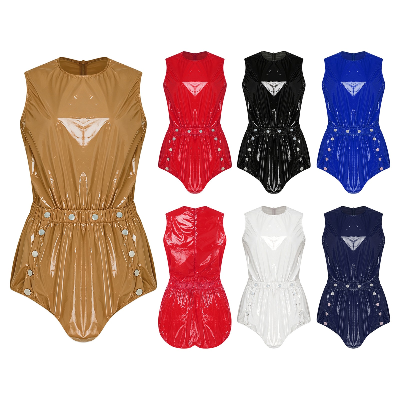 US Womens Coveralls Casual Romper Workwear Leotards Rave Jumpsuit Front Bodysuit