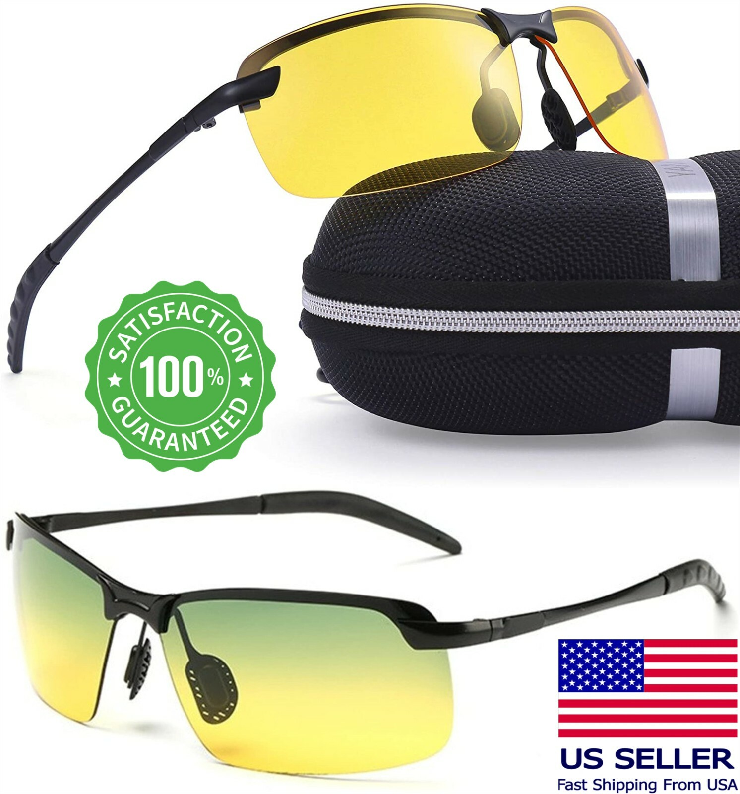 Tac HD Polarized Day Night Vision glasses Men Driving Sports Aviator sunglasses