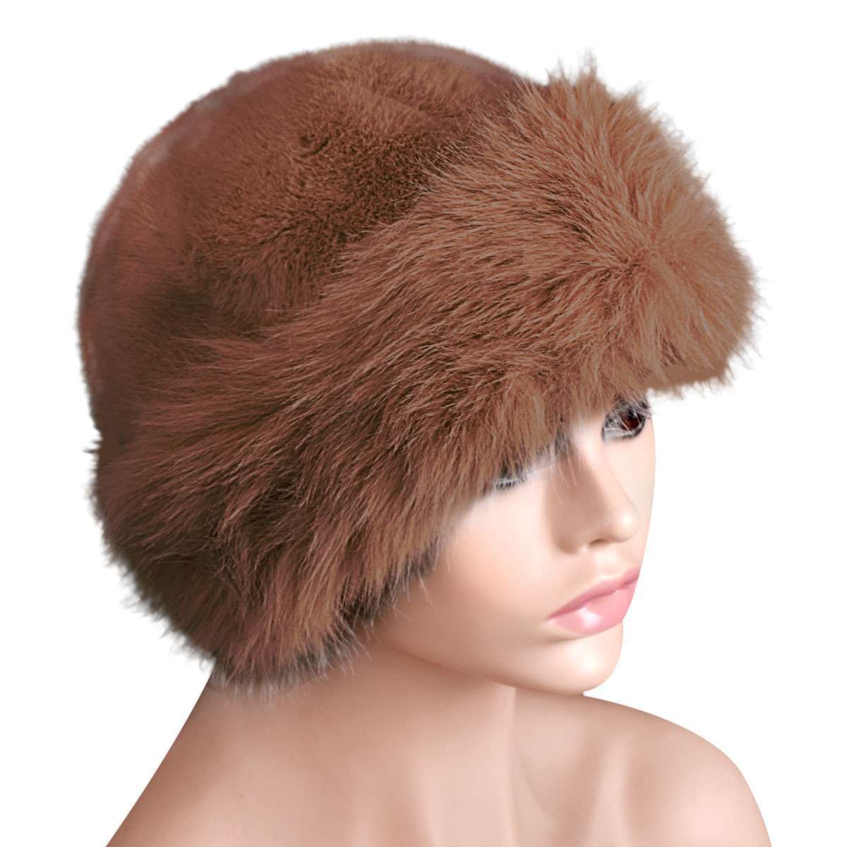 Women Winter Furry Hat Faux Fur Russian Cossack Hat Fluffy Warm Ski Snow Cap
