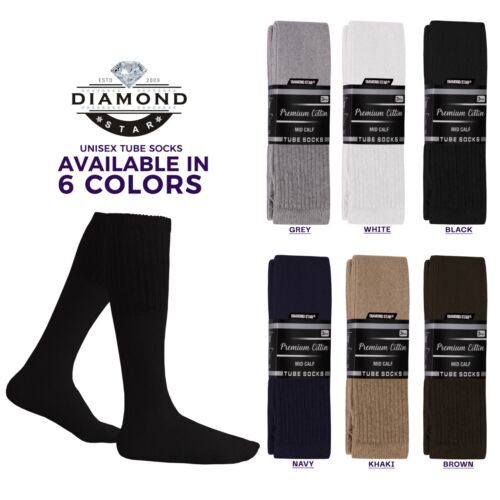 6-12-18 Pairs Men’s Over The Calf Tube Socks Sports Cotton Socks Big & Tall