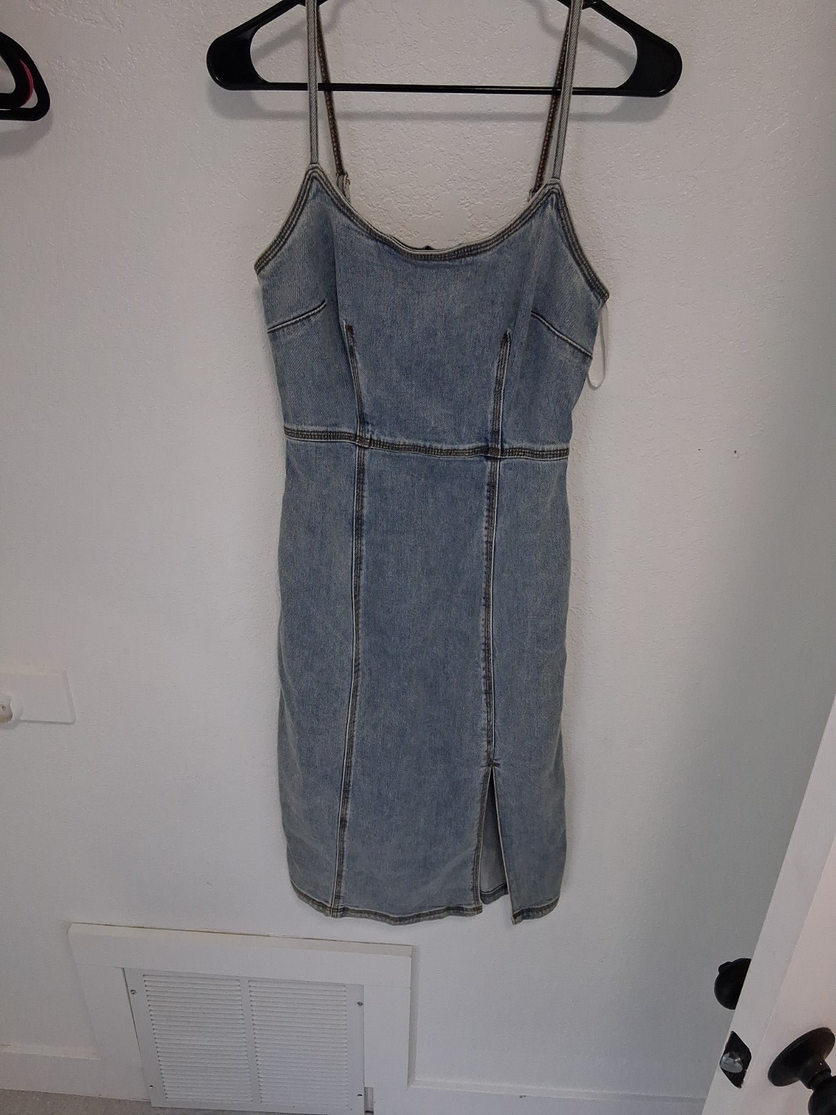 Steve Madden Denim Dress Size 4 Midi Spaghetti Strap Gisele Blue
