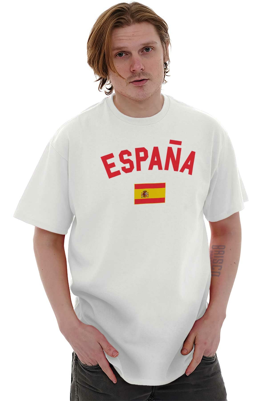 Espana Country Flag Nation Pride Spain Soccer Adult Short Sleeve Crewneck Tee