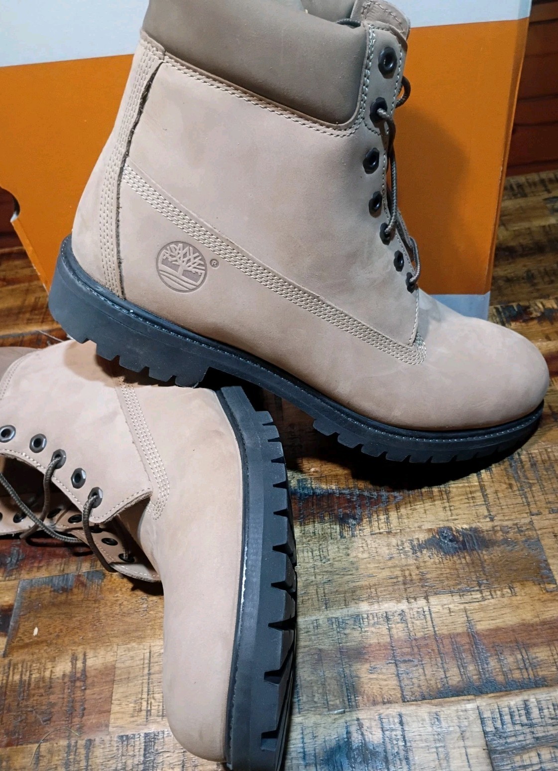 Mens Timberland Premium Waterproof Med Beige Premium Nubuck Lthr Boot SZ 12