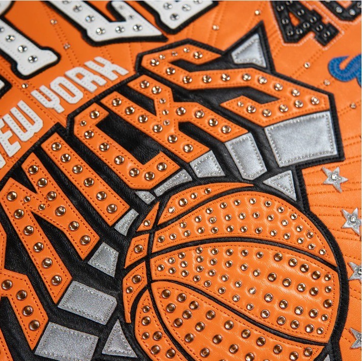 P-P New York Knicks Limited Edition Orange Leather Jacket