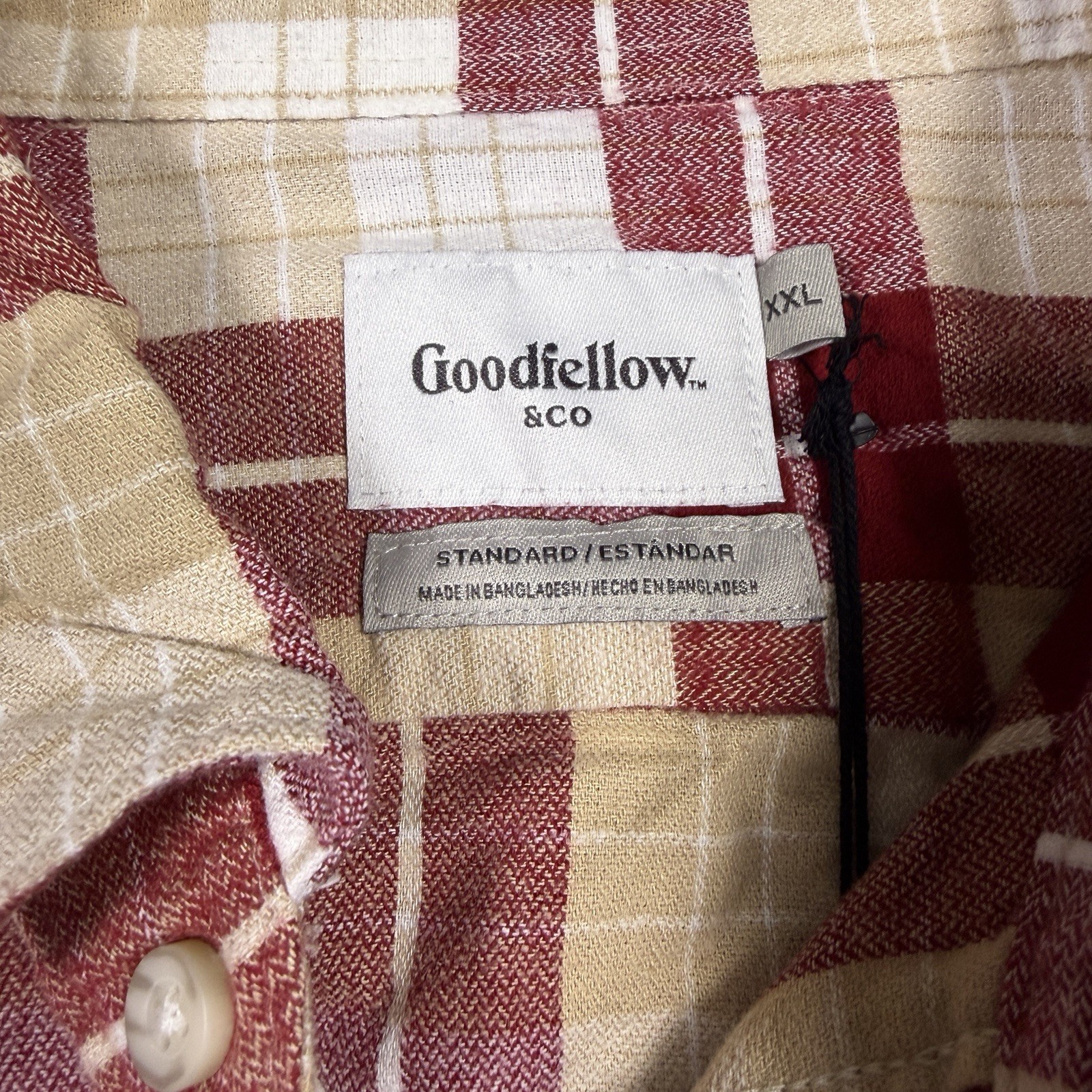 Goodfellow & Co Men’s XXL Cotton Flannel Plaid Point Collar Pockets Shirt