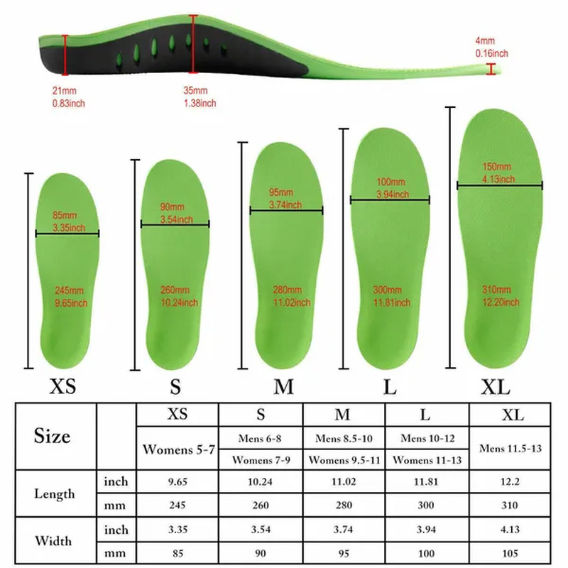 Orthotic Shoe Insoles High Arch Support Inserts for Flat Feet Plantar Fasciitis