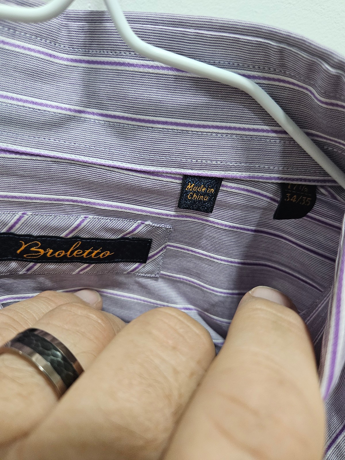Broletto striped Dress Shirt Men’s 34/35 17.5 Business Casual Preppy Button Down