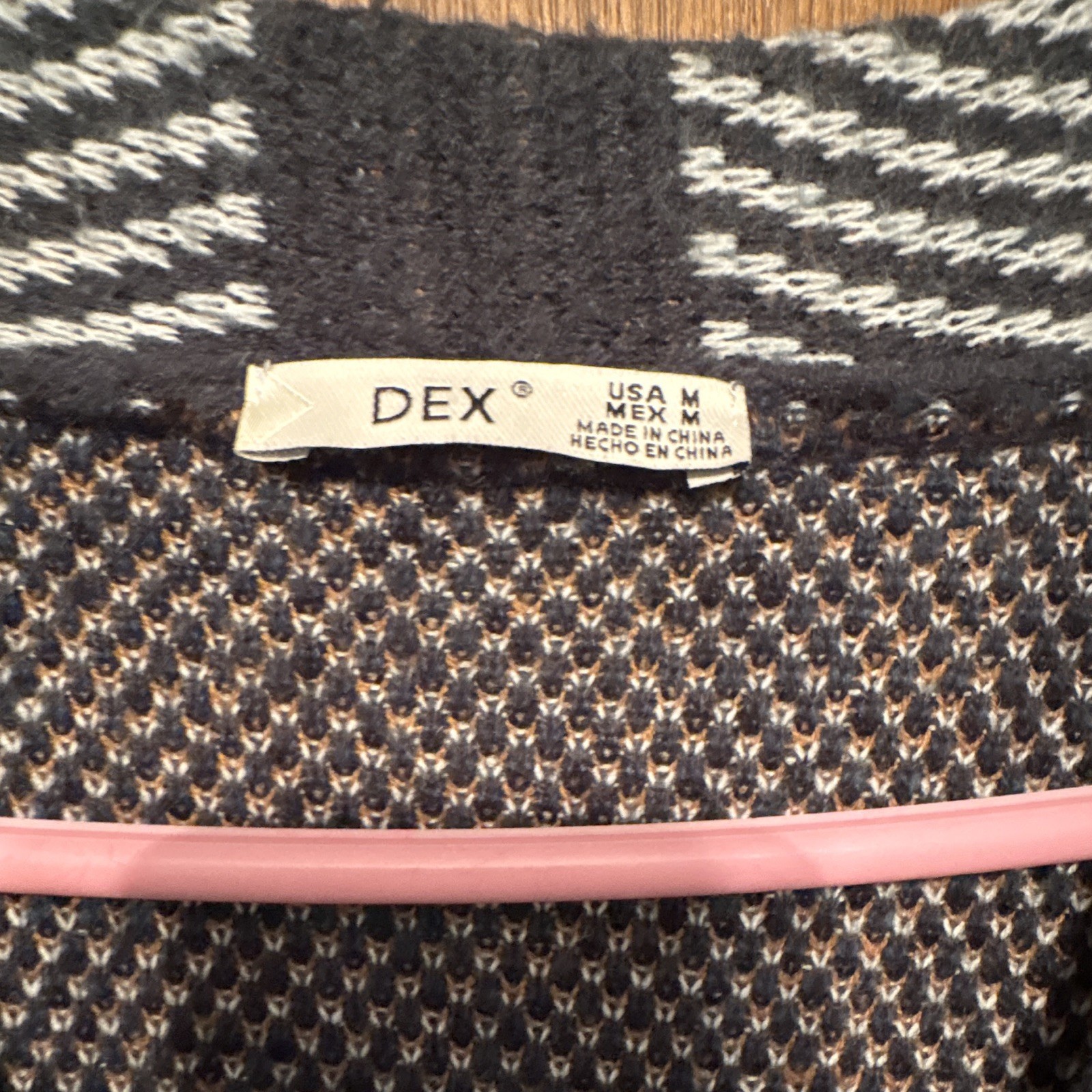 DEX Women’s M Plaid Knit Open Front V-Neck Long Sleeve Cardigan Sweater