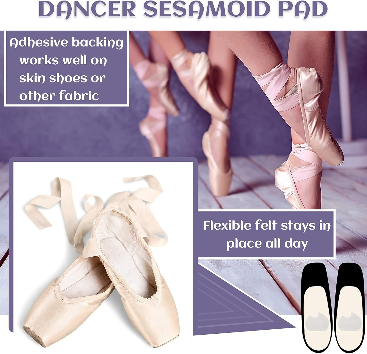 24 Pieces Foot Pads for Dancer Sesamoiditis Pads for Ball of Right Feet Pain Fel