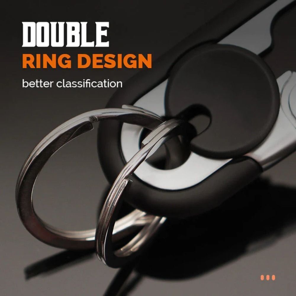 Carabiner Heavy Duty Double Ring KeyChain – locking key ring, key fob holder