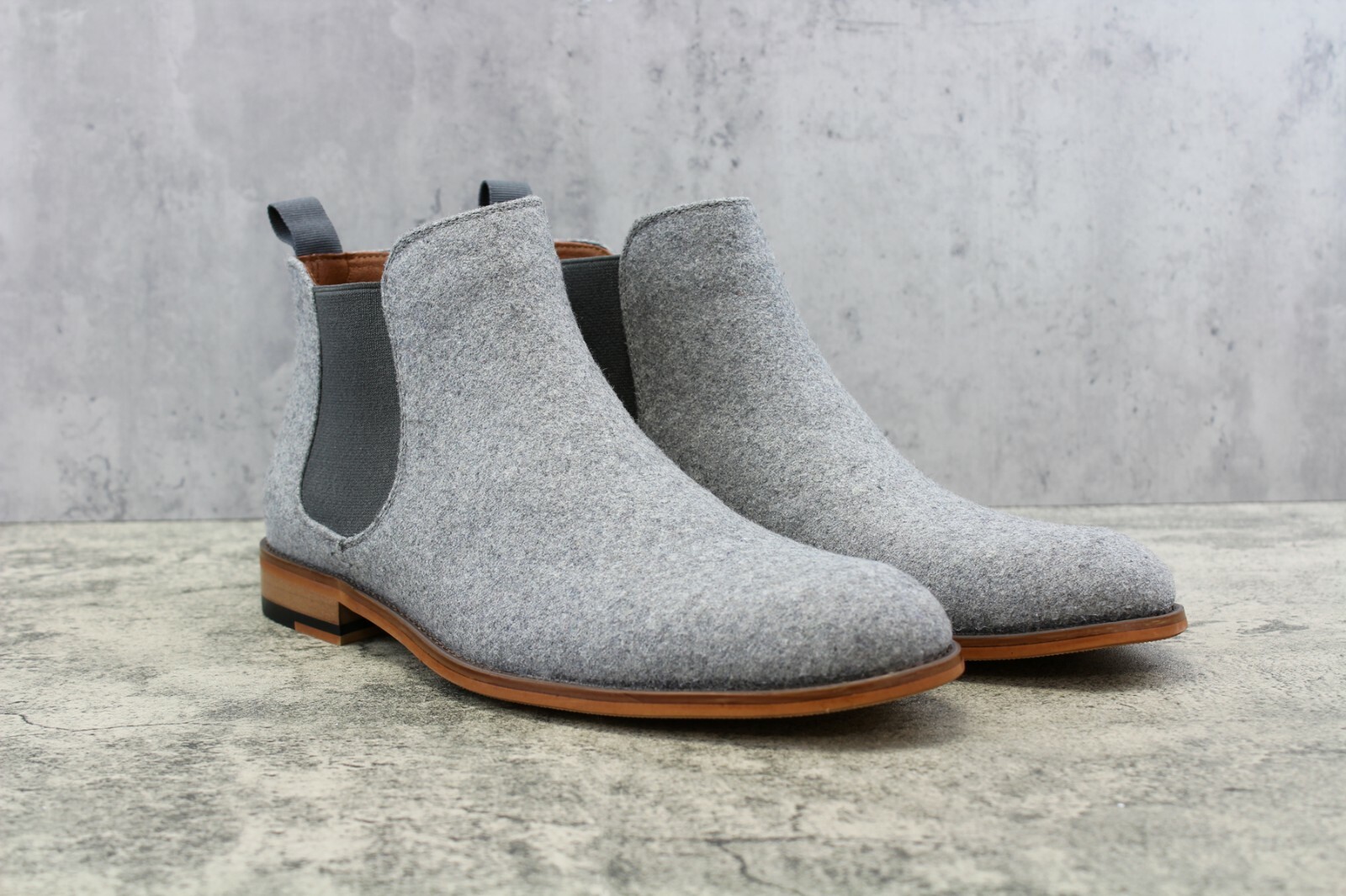 Polar Fox Men’s Chelsea Leather Ankle Boots Slip-on Mid-Top Black Dress Shoes