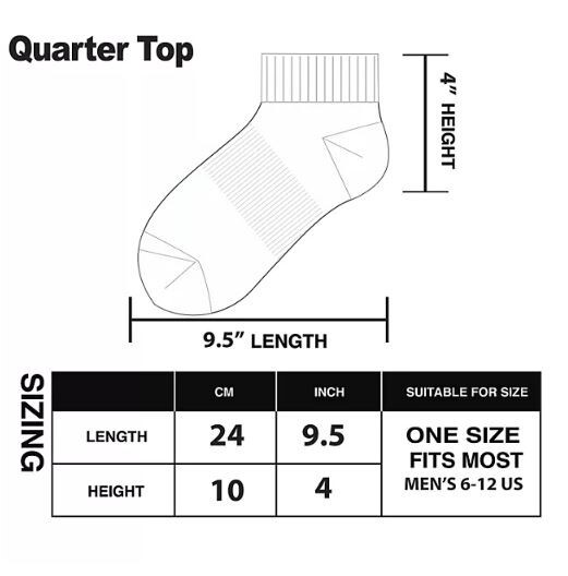 Men’s Quarter Socks White 10 Pairs
