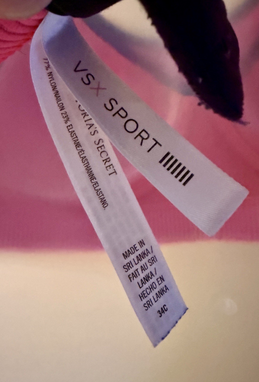 VSX Sport Victoria’s Secret Pink/Black High Support Sports Bra 34C Hook & Eye