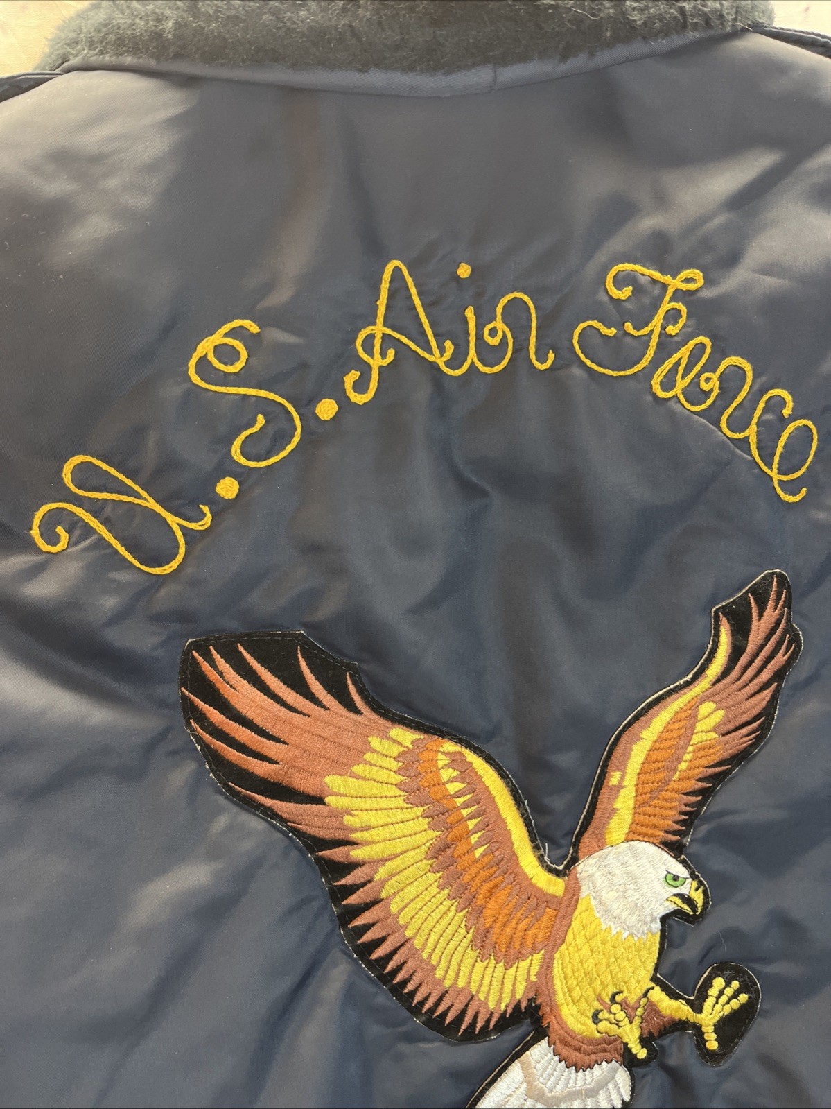 Vintage Timber King USAF Flight Jacket Eagle Embroidered MA-1 Bomber Small USA