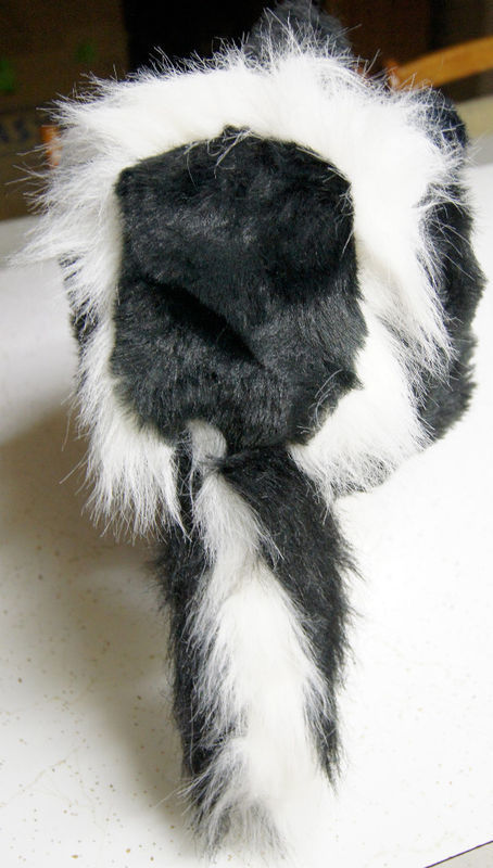 coonskin SKUNK HAT tail Halloween COSTUME head mask cap PLUSH furry pepe le pew