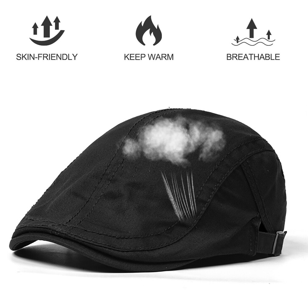 Solid Cotton Gatsby Cap Mens Ivy Hat Golf Driving Summer Sun Flat Cabbie Newsboy