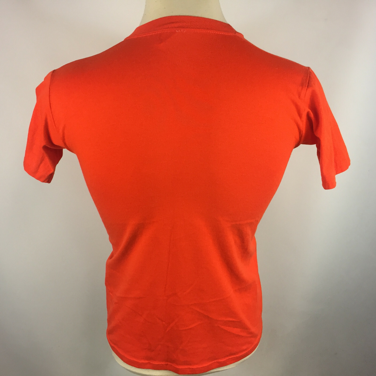 Vintage 80s 90s Blank Plain Orange Jerzees Thin Distressed Pocket Motorcycle Tee