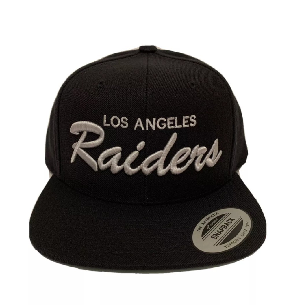 Los Angeles LA Raiders Script Classic Snapback Cap Hat Adjustable Black & White
