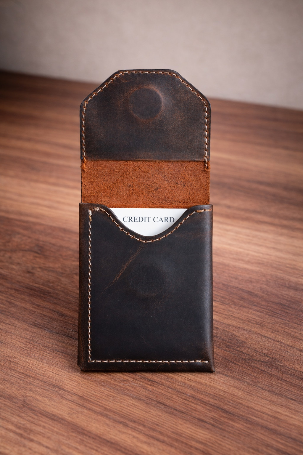 Leather Cash Wallet for Men, Slim Front Pocket Card Holder, Handmade Minimalist