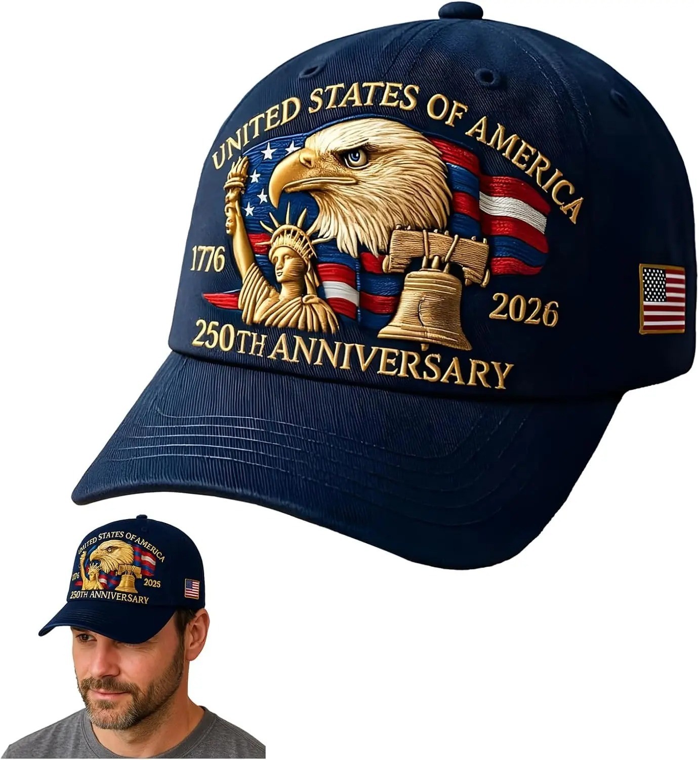 Baseball Cap United States 250th Anniversary Hat Suitable for Multiple Occasion