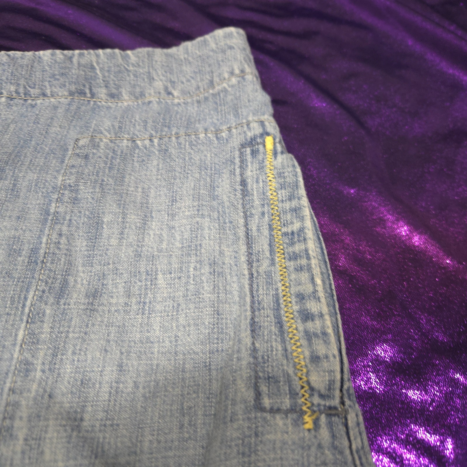 Lucky Brand Women’s Blue Denim Cotton Cargo Knee Skirt Size 8 Pockets Zip