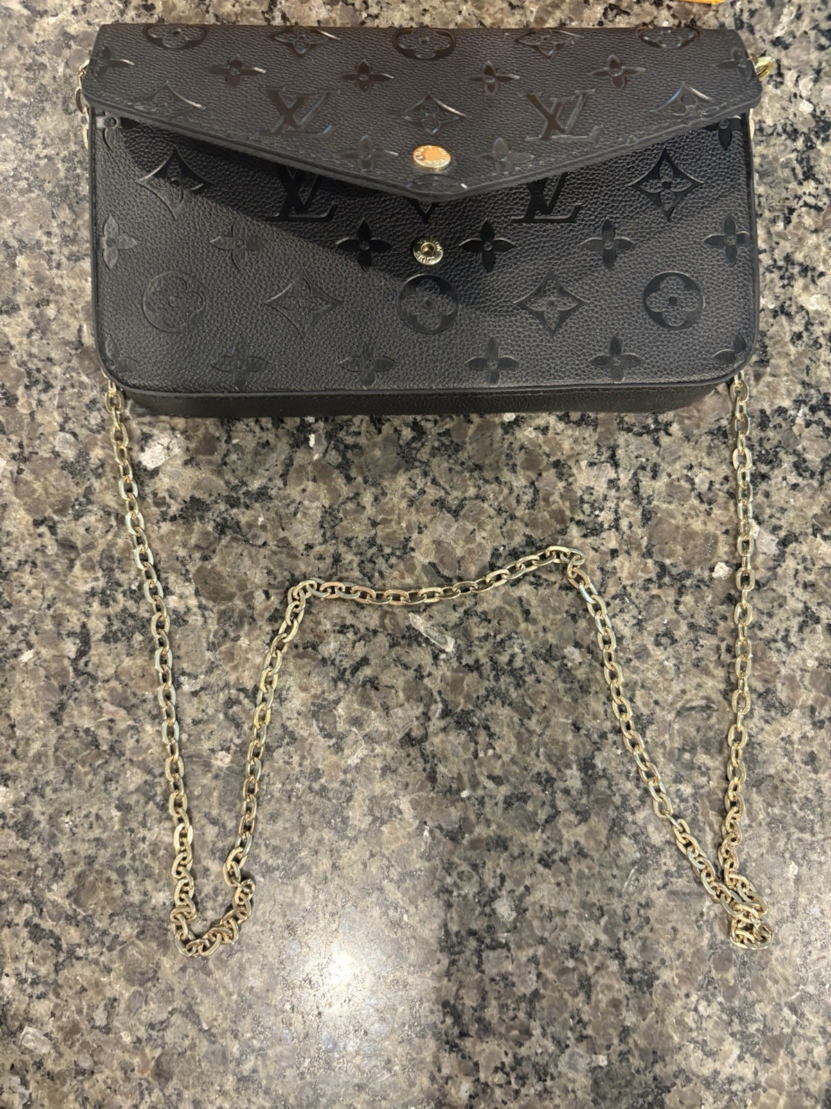 Louis Vuitton Twist Chain Wallet Monogram Empreinte Black Gold w/ Box