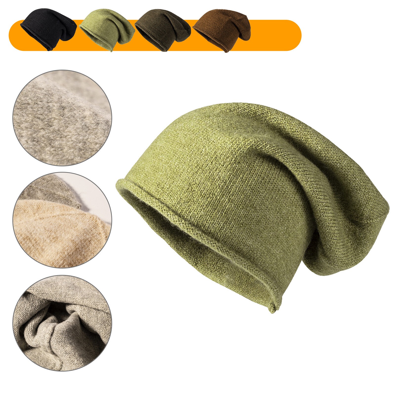 Cashmere Beanie Hat Women Winter Knitted Slouchy Oversized Warm Men Cap HatRM