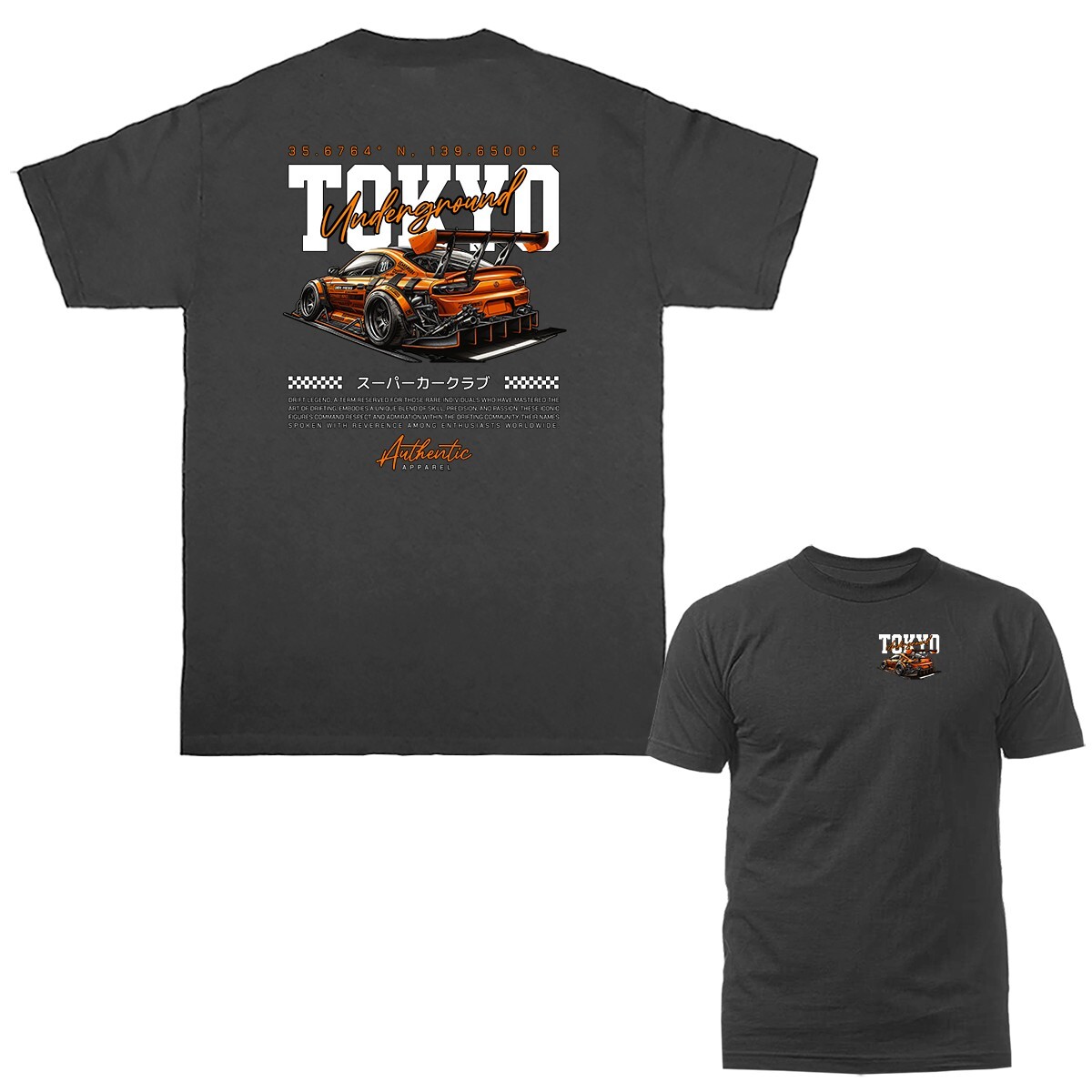 Tokyo Underground Drift Imported Tuned Custom JDM Sports Car Graphic T-shirt