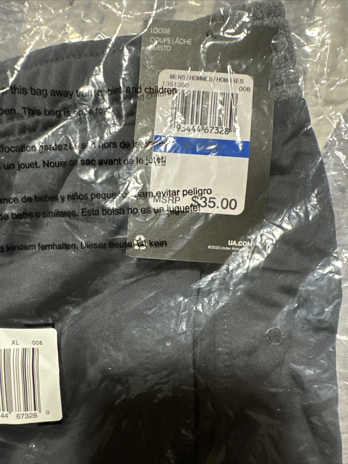Under Armour Mens Locker 9In Pocketed XL Steel Gray Sports Workout Active