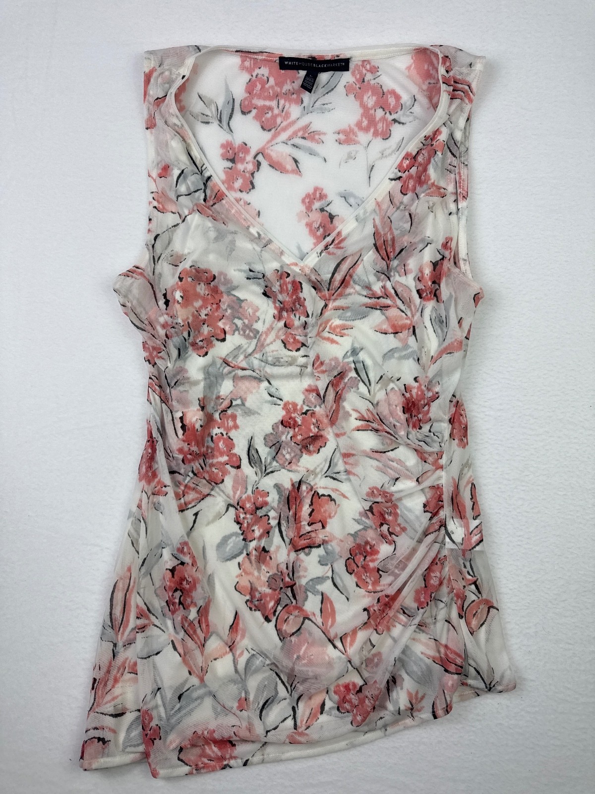 White House Black Market Floral Sleeveless Top Large