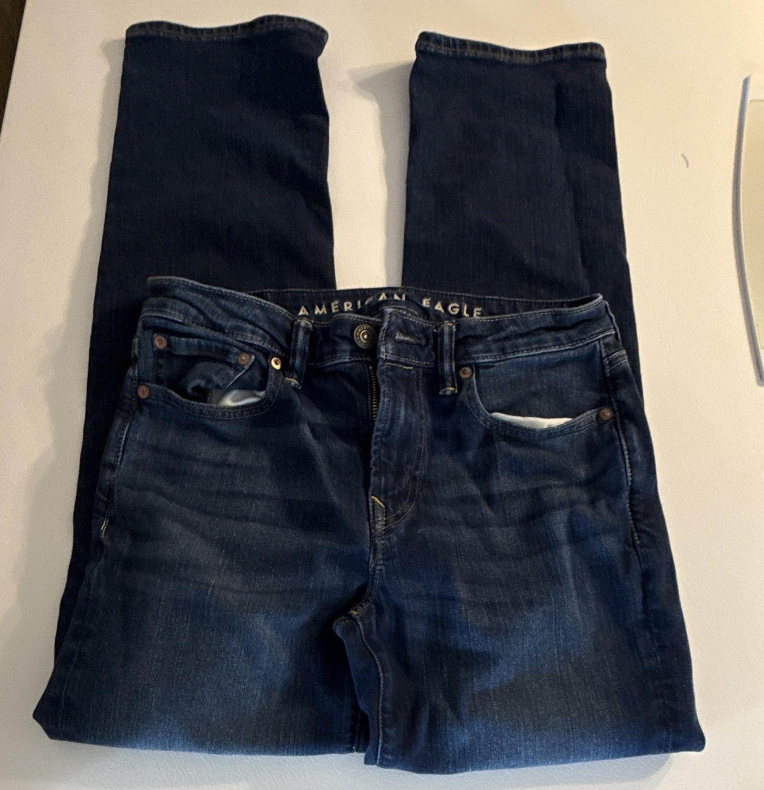 American Eagle Outfitters Men’s Blue Dark Wash Slim Stretch Denim 5-Pocket Jeans