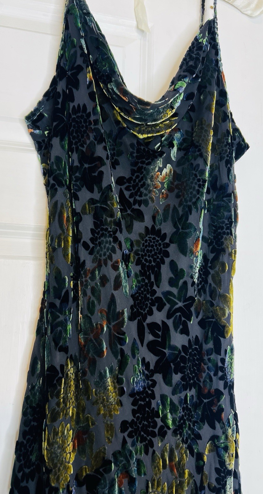 Vtg Newport News Size 10 Maxi Long Dress Velvet Silk Burnout Mermaid Hem Gown