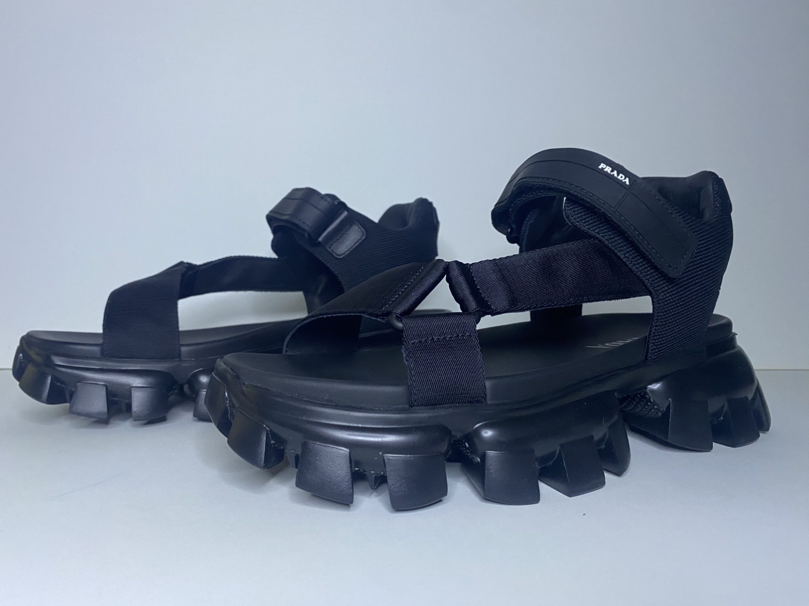 Men’s Size 10 US (9 UK) PRADA Lug-Sole Sport Sandals New In Box Black