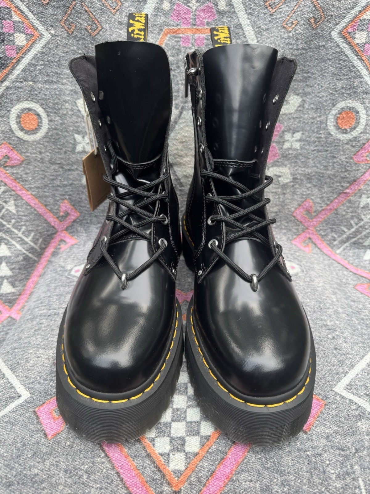 Dr. Martens Men’s Size 12 Platform Black Lace Up Combat Boot W Zipper Jadon II