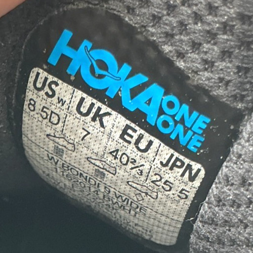 Hoka Bondi 9 Women’s Size 8.5 D (Wide) Black/White Running Shoes