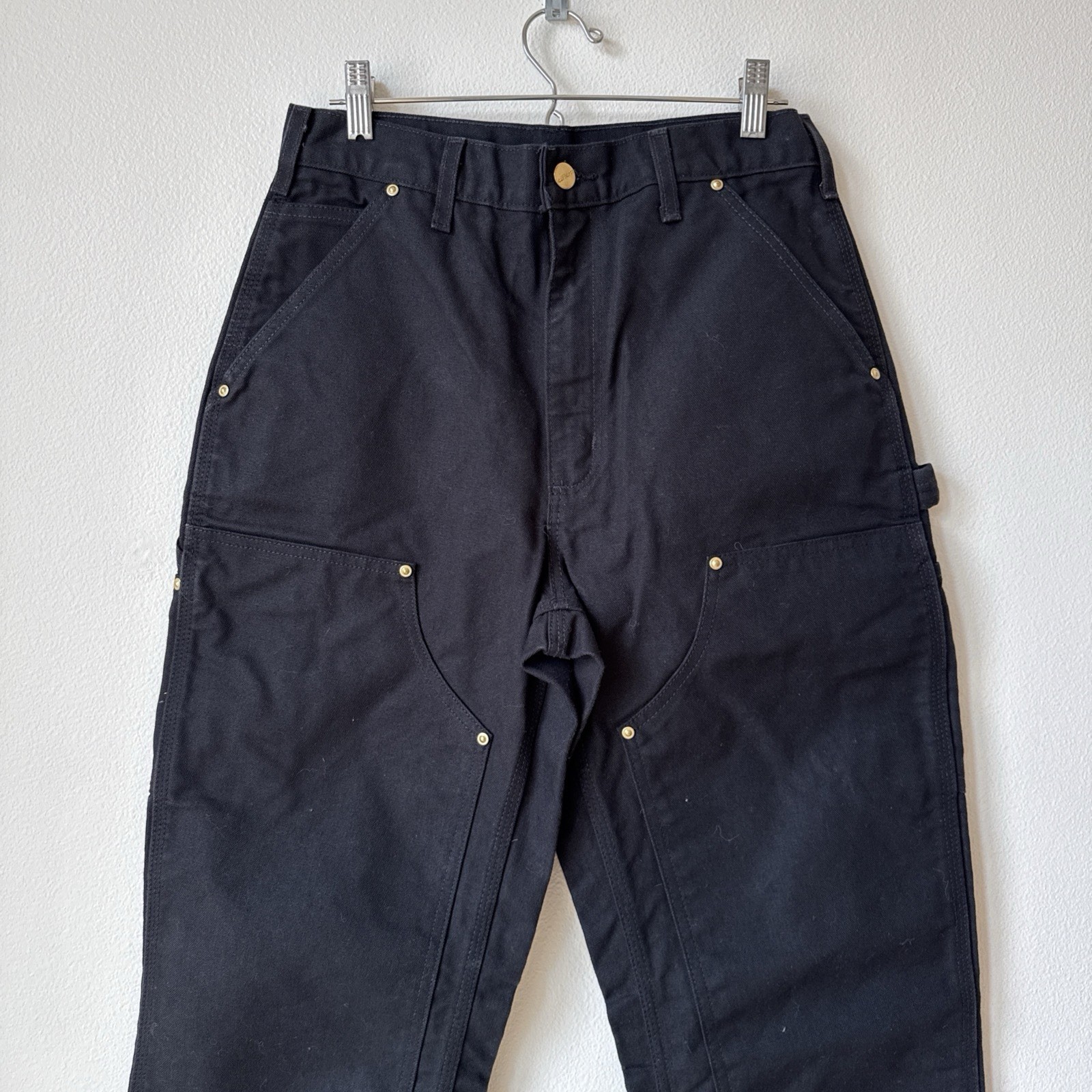UNION MADE USA Carhartt B01 BLK Loose Fit Double Knee Duck Jean 30X34 Work Crisp