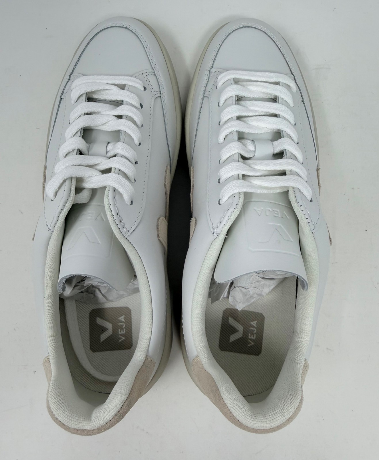 New Veja V-12 Leather Sneakers, Extra White/Sable Size US W8/ M6