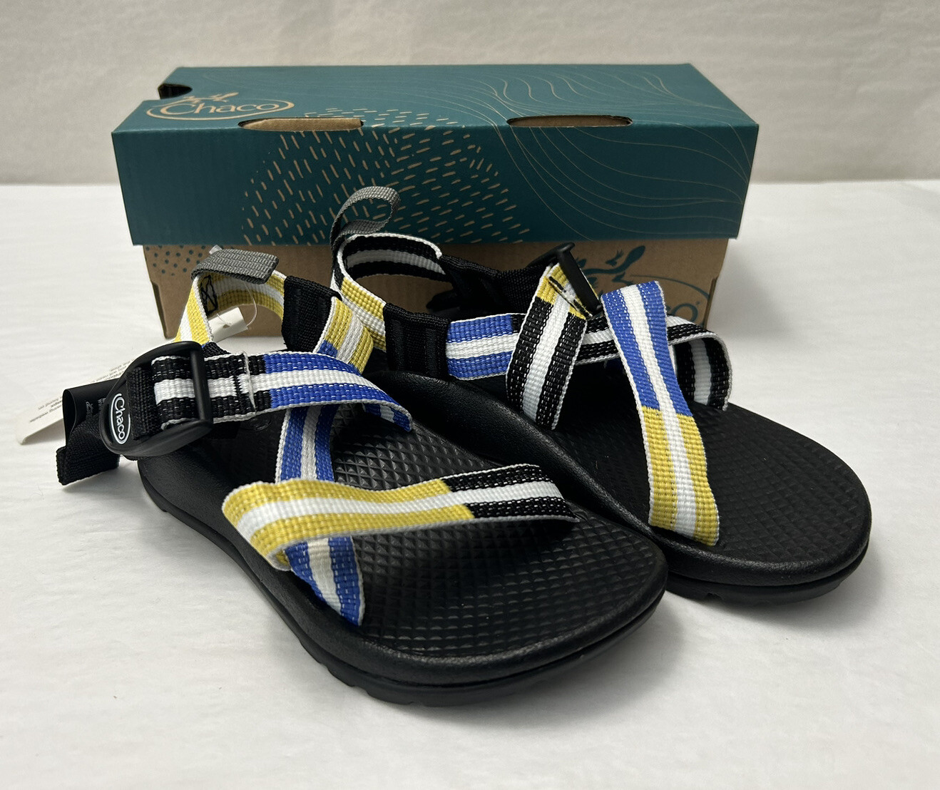 New Chaco Z1 Ecotread Unisex Kid’s Sport Sandals blue Yellow size Youth 10M