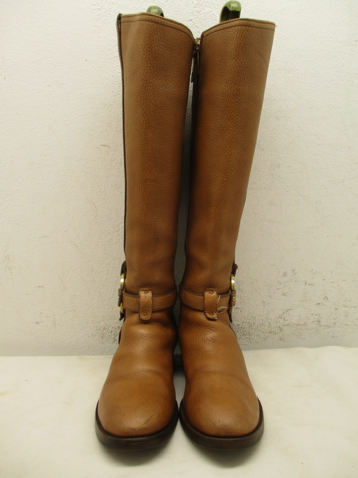 Tory Burch Brown Leather Knee High Zip Riding Boots Womens Sz 6 M style 31128372