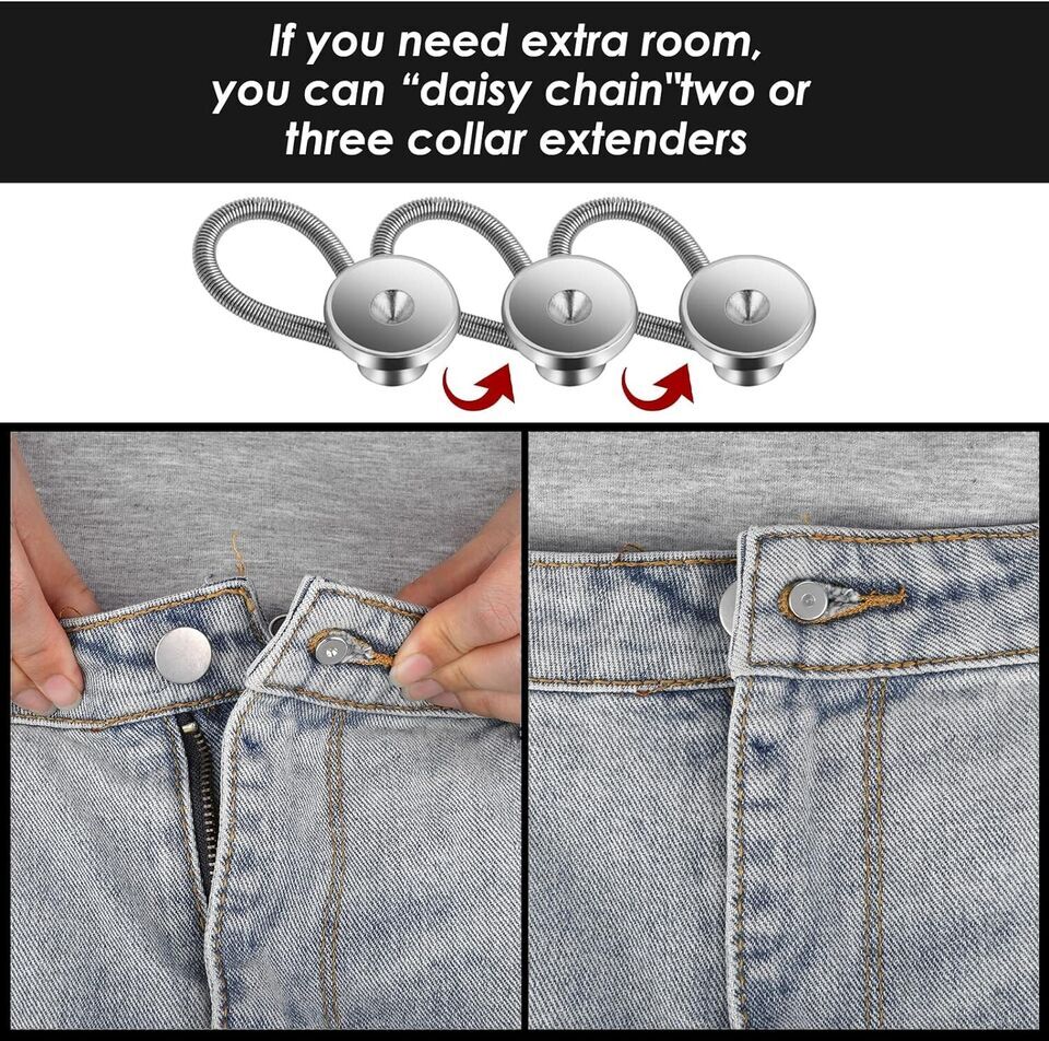 10Pcs Collar Extenders Elastic Button Extender Neck Extenders for Shirt Pant USA