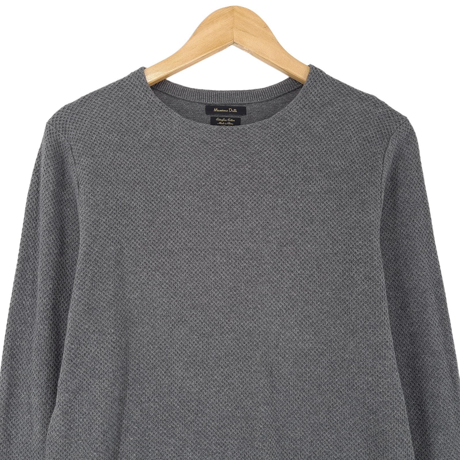 Massimo Dutti Mens Pullover Knitwear Grey Ta1 Regular Fit Size M