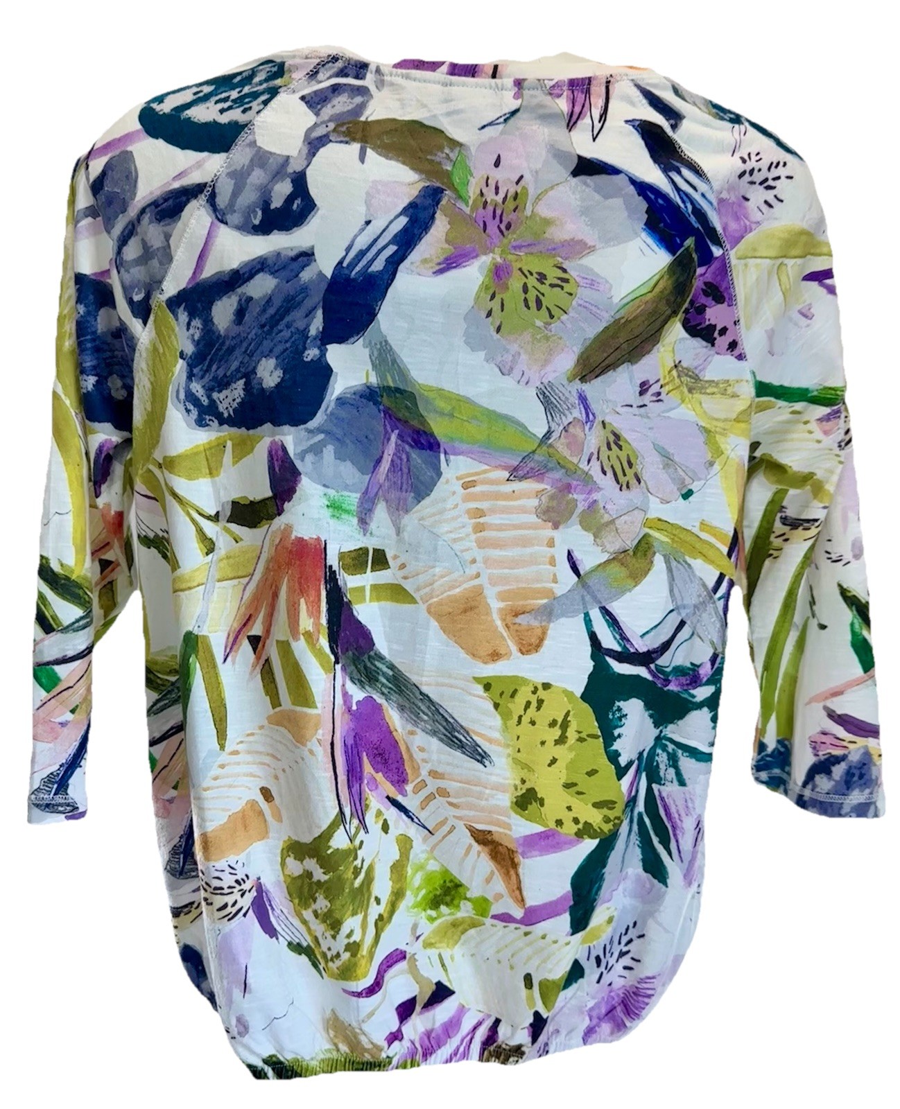 Christopher & Banks Women Floral Print 3/4 Sleeve Size Medium Polyester Spandex