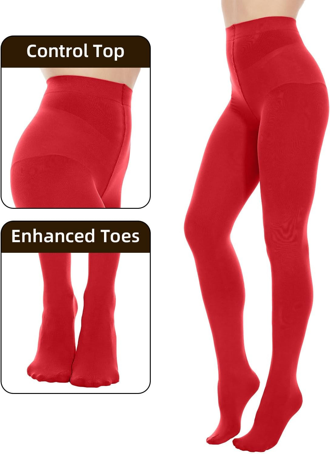 Opaque Black Tights for Women, 80D Solid Color Soft Tights, Control Top Microfib