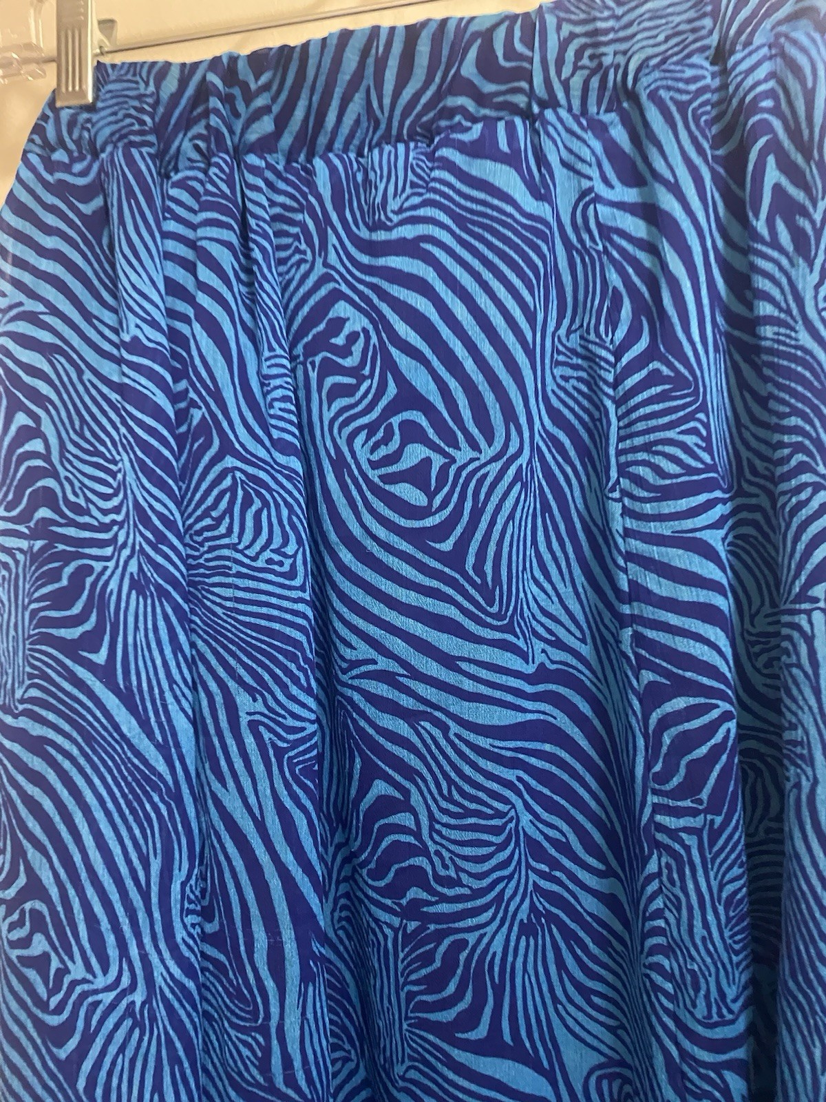 Ashley Stewart Womens Pull On Midi Skirt Size 22 Blue Swirl Print 2 Layer