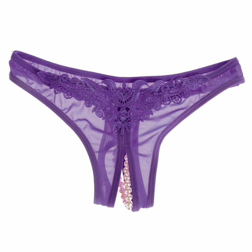 Women Sexy Lace Pearl Briefs Lingerie Knickers G-string Thongs Panties Underwear