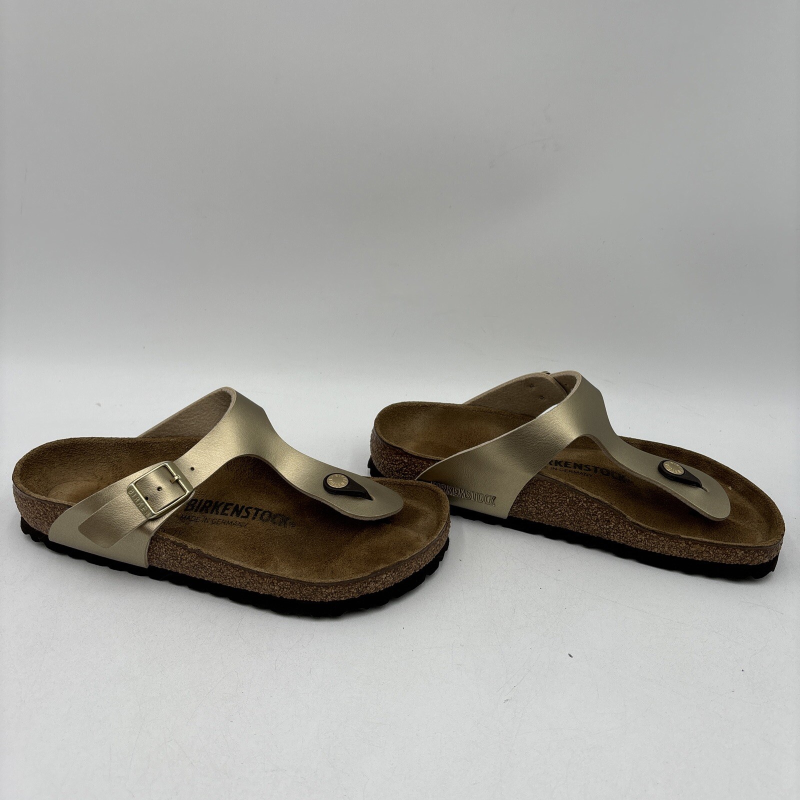 Birkenstock GIZEH Gold Birko-Flor Buckled Thong Sandal Unisex Men 4 Women 6 (37)
